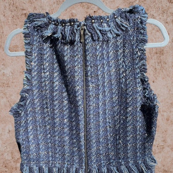 NEW Kate Spade Jasmeen Blue Metallic Wool Tweed Blend Sleeveless Dress Size 10 - Picture 5 of 9